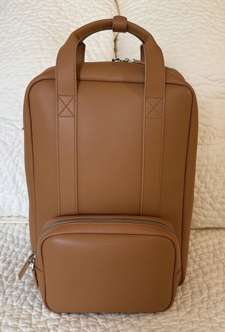 Monos Metro Vegan Leather Backpack Saddle Tan